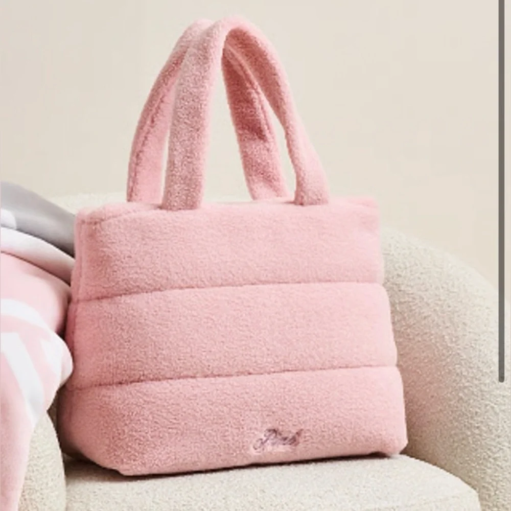 PINK Victoria's Secret Plush Pink Quilted Tote - Picture 1 of 2